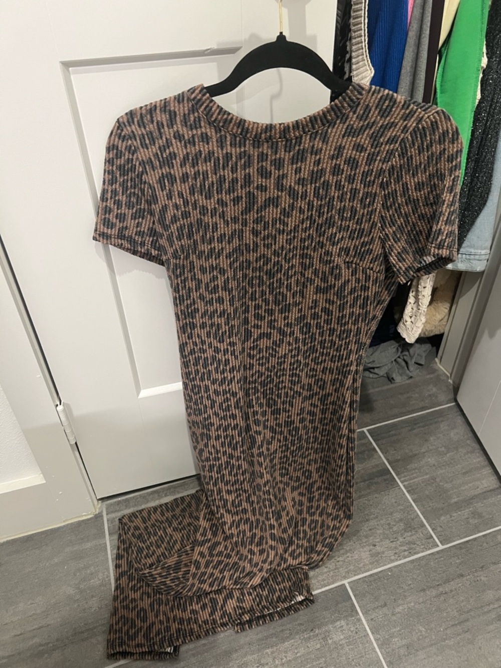 Fashion Nova Brown and Black Leopard Ribbed Maxi Dress